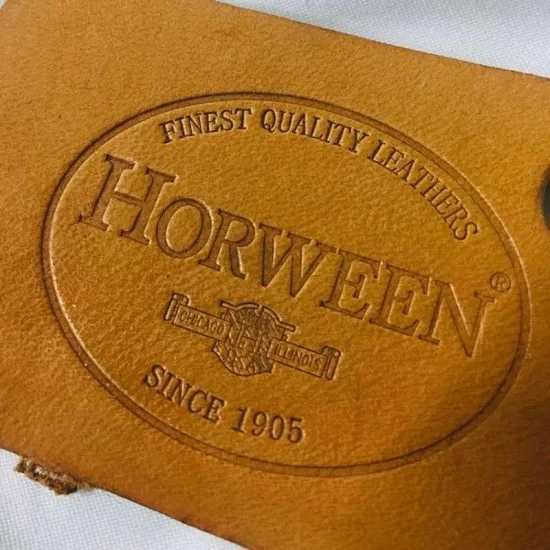 H, D, LOEWE, Mulberry, Moynat, Harley-Davidson, Horween, copper hot stamp  logo